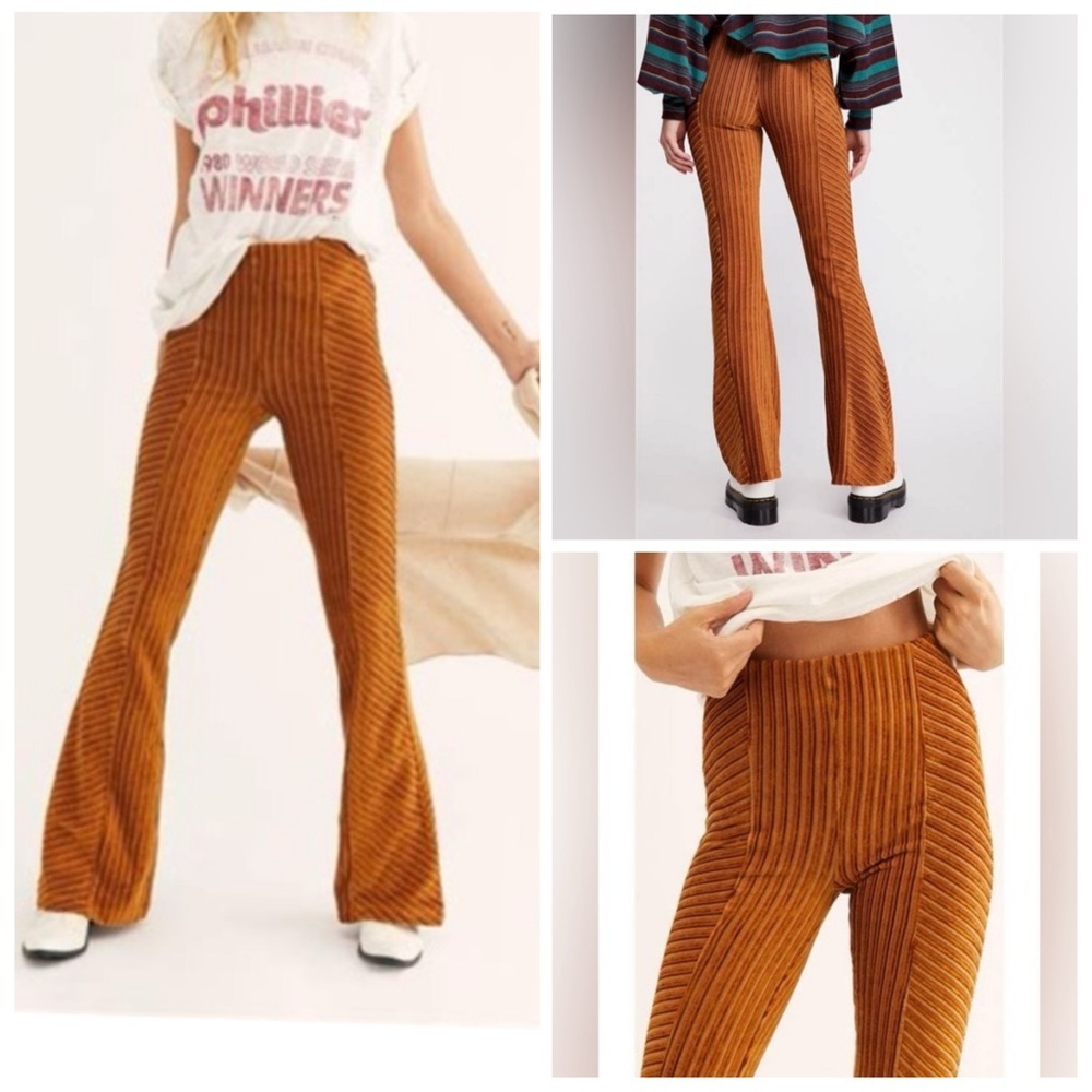 Free people flare pull up velvet pants women’s - Picture 2 of 16